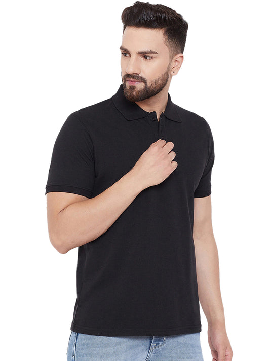 Cotton Half Sleeves Mens Polo Neck T-Shirt (Pack of 4)