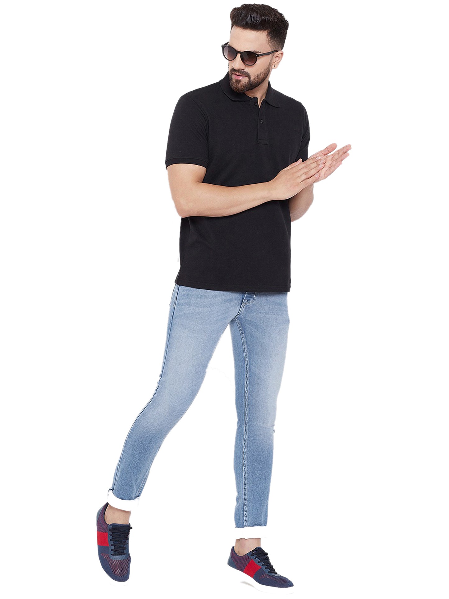 Cotton Half Sleeves Mens Polo Neck T-Shirt (Pack of 4)